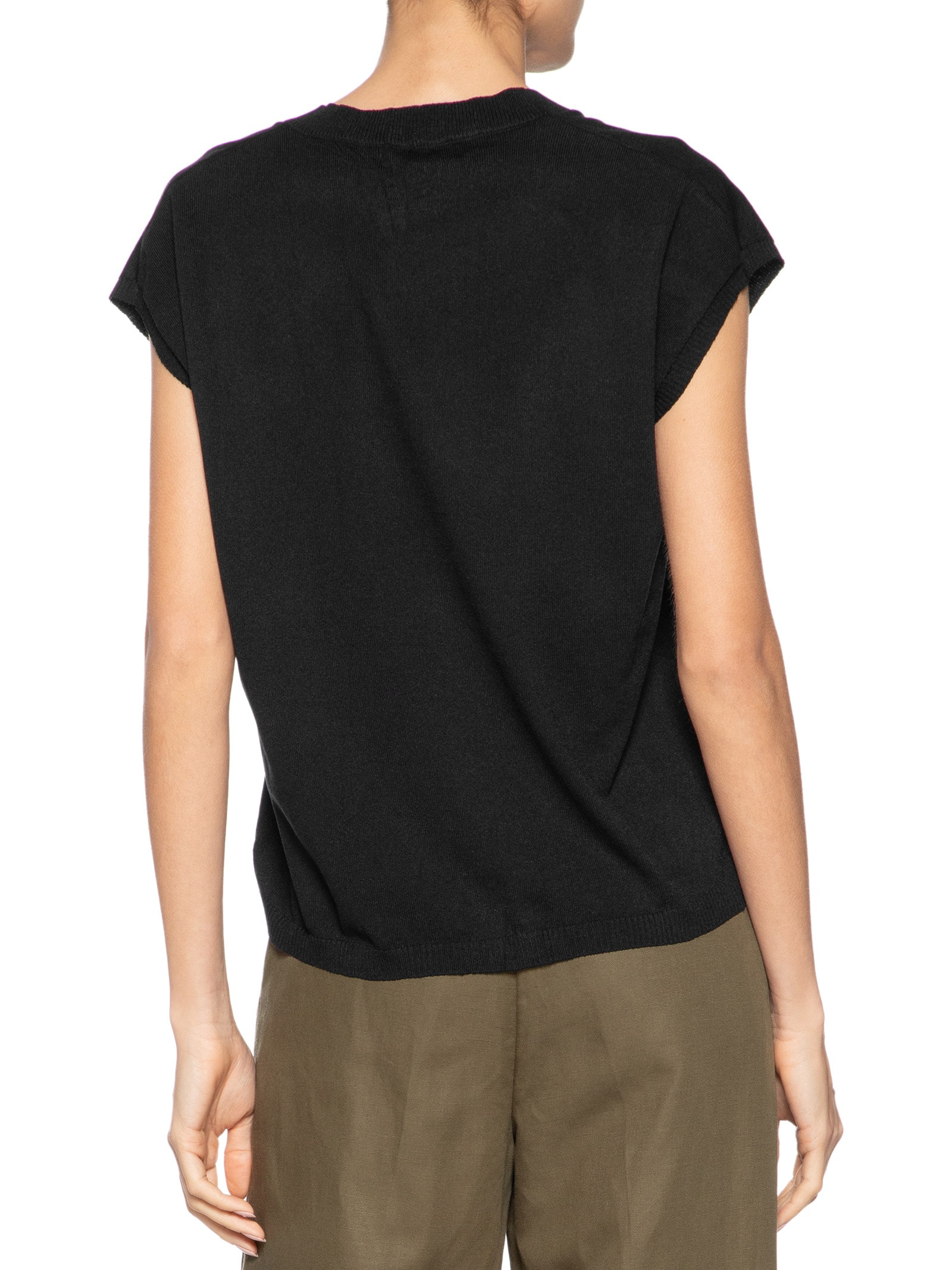 Blusa Feminina Decote V em Tricot Preto '2Essential
