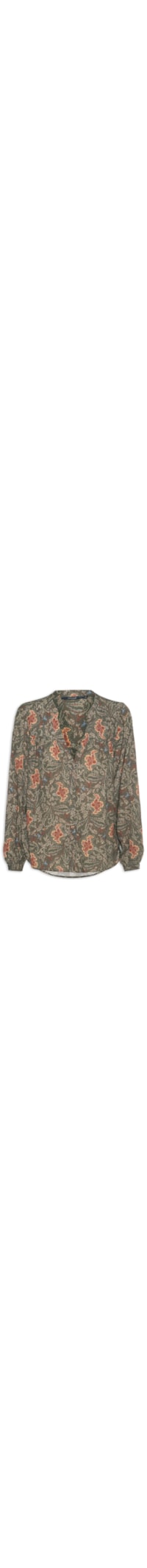 Blusa Feminina Decote V Estampa Ori - Verde