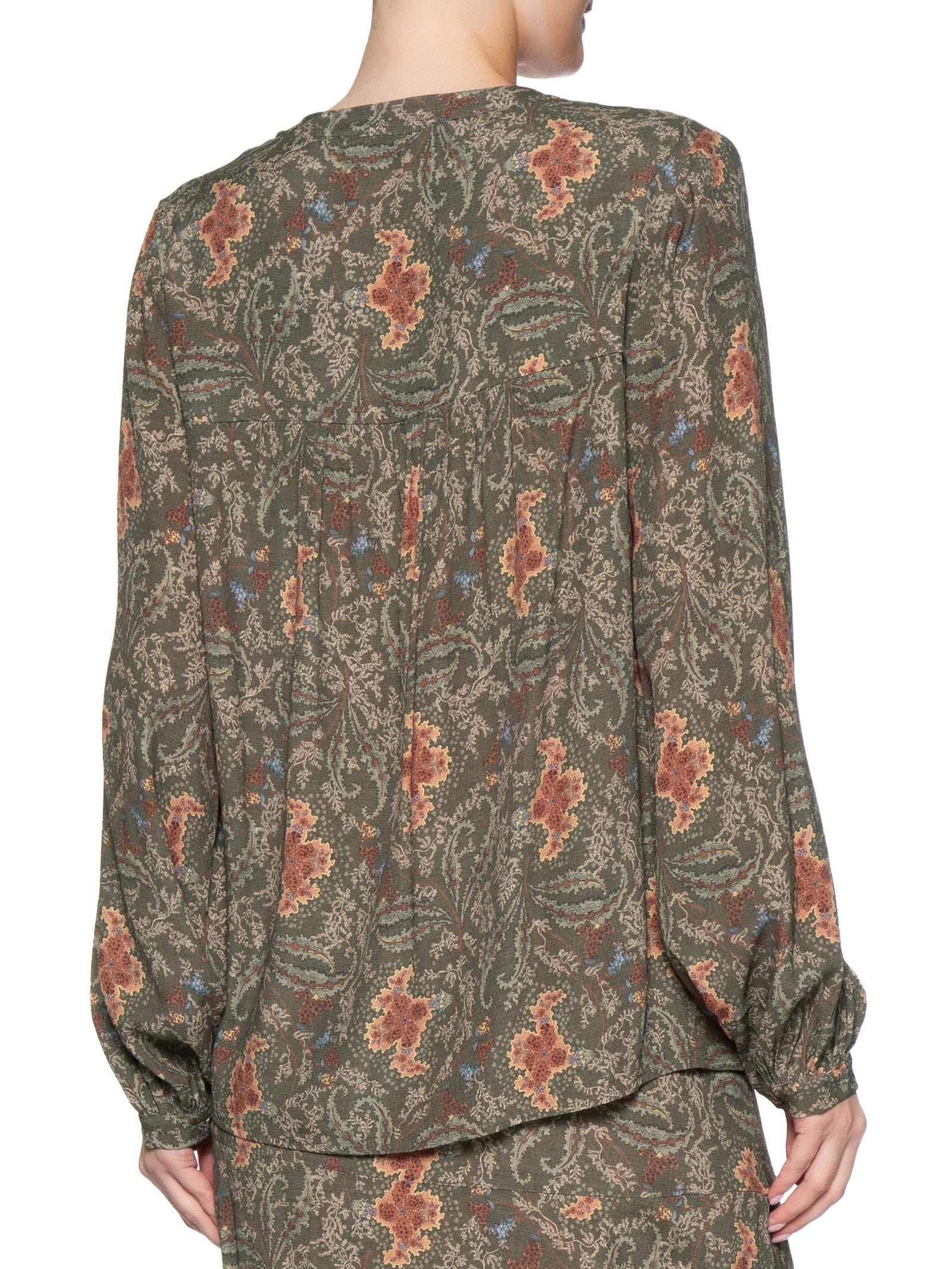 Blusa Feminina Decote V Estampa Ori Verde Maria Filó