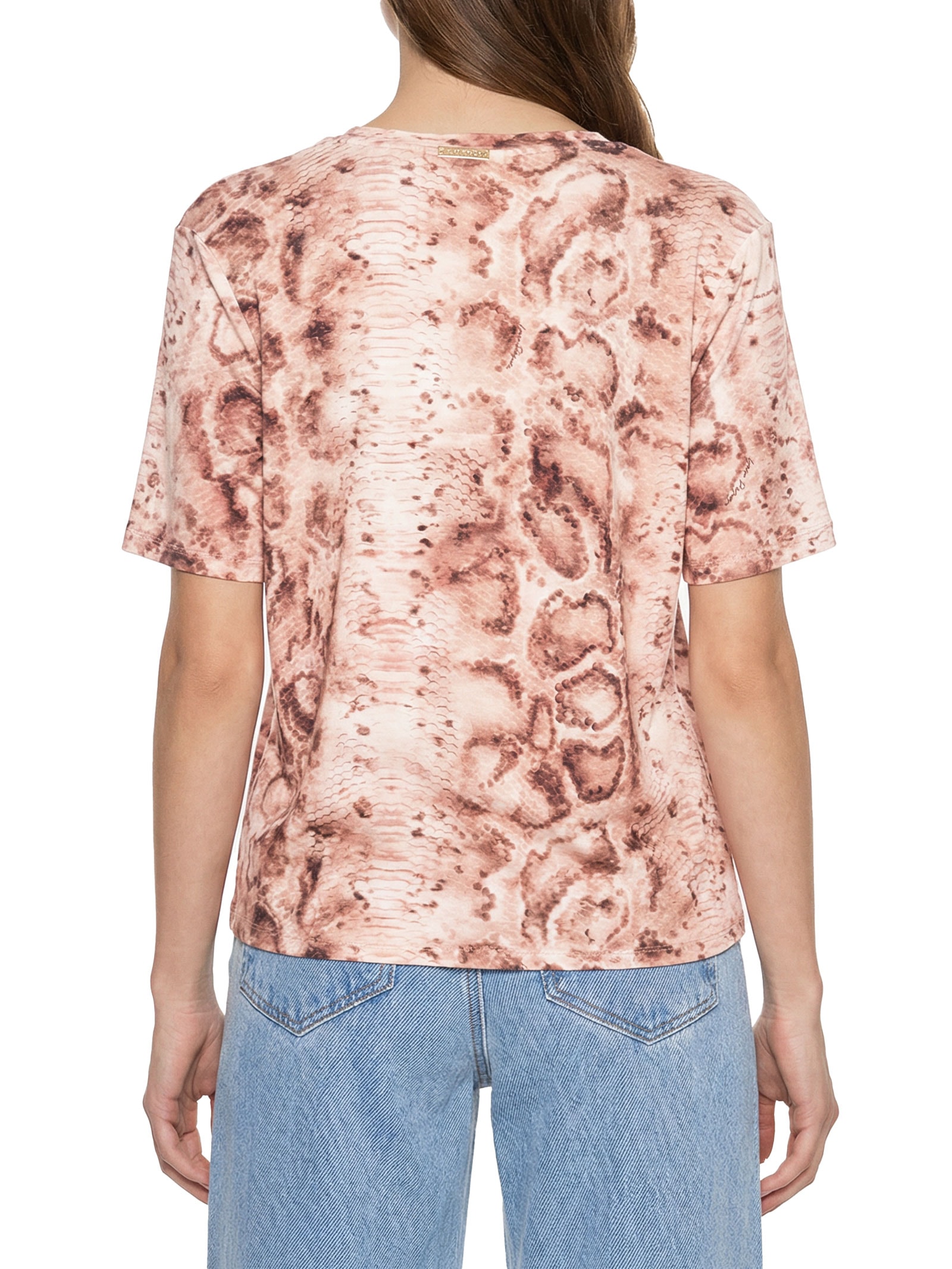 Blusa Feminina Decote V Estampada Rosa Lança Perfume