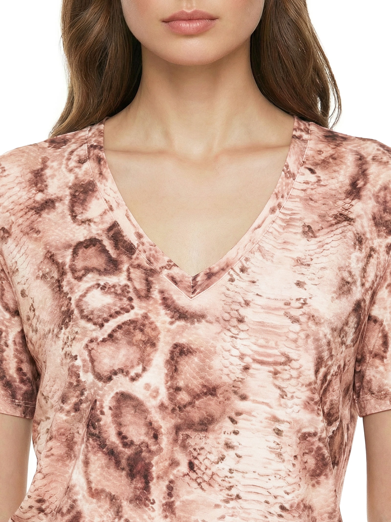 Blusa Feminina Decote V Estampada Rosa Lança Perfume