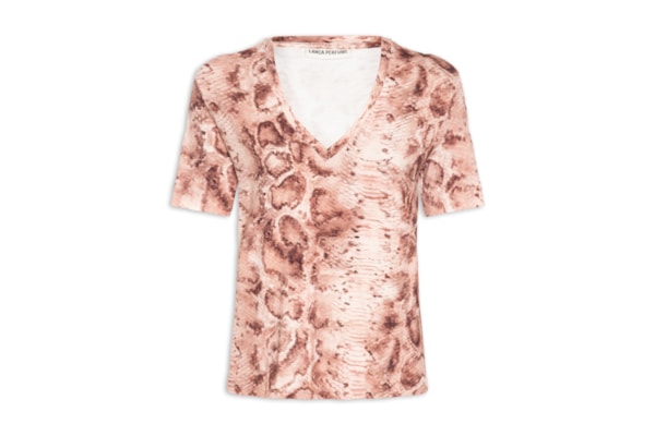 Blusa Feminina Decote V Estampada - Rosa