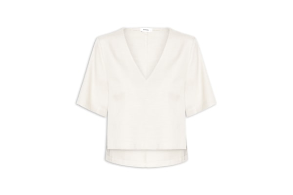 Blusa Feminina Decote V Manga Curta - Branco