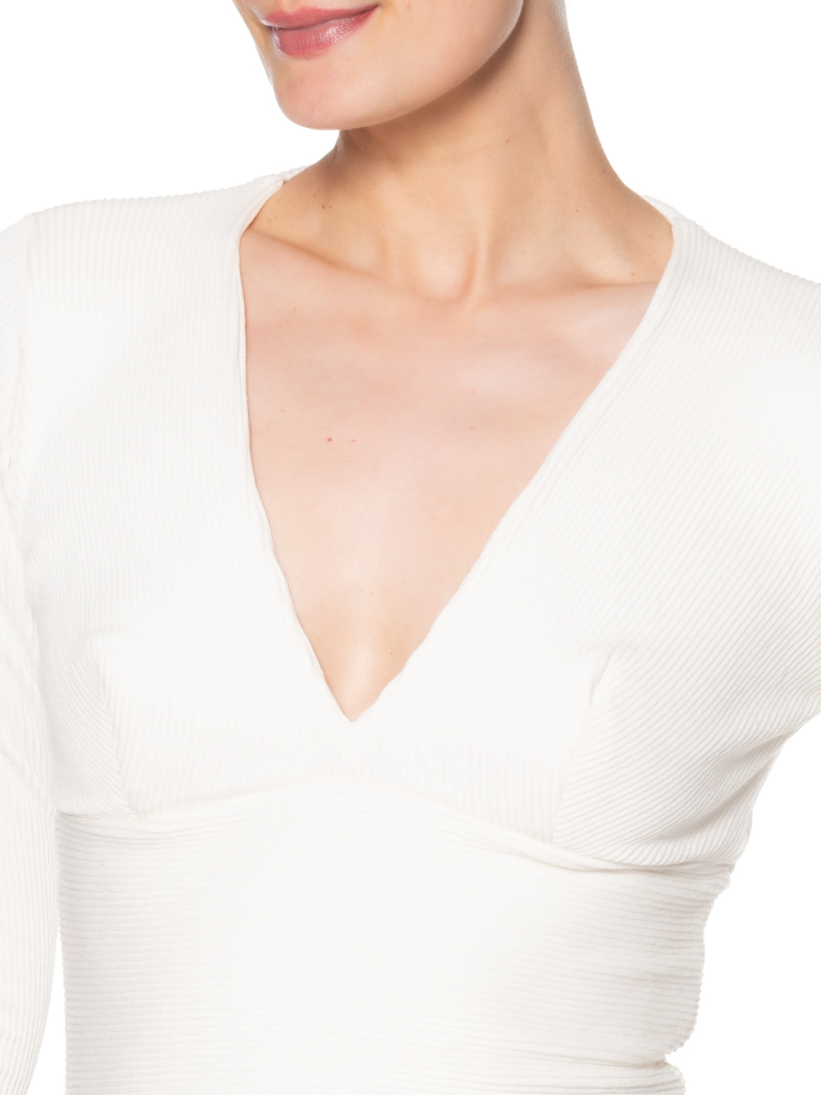 Blusa Feminina Decote V Manga Longa Branco Animale