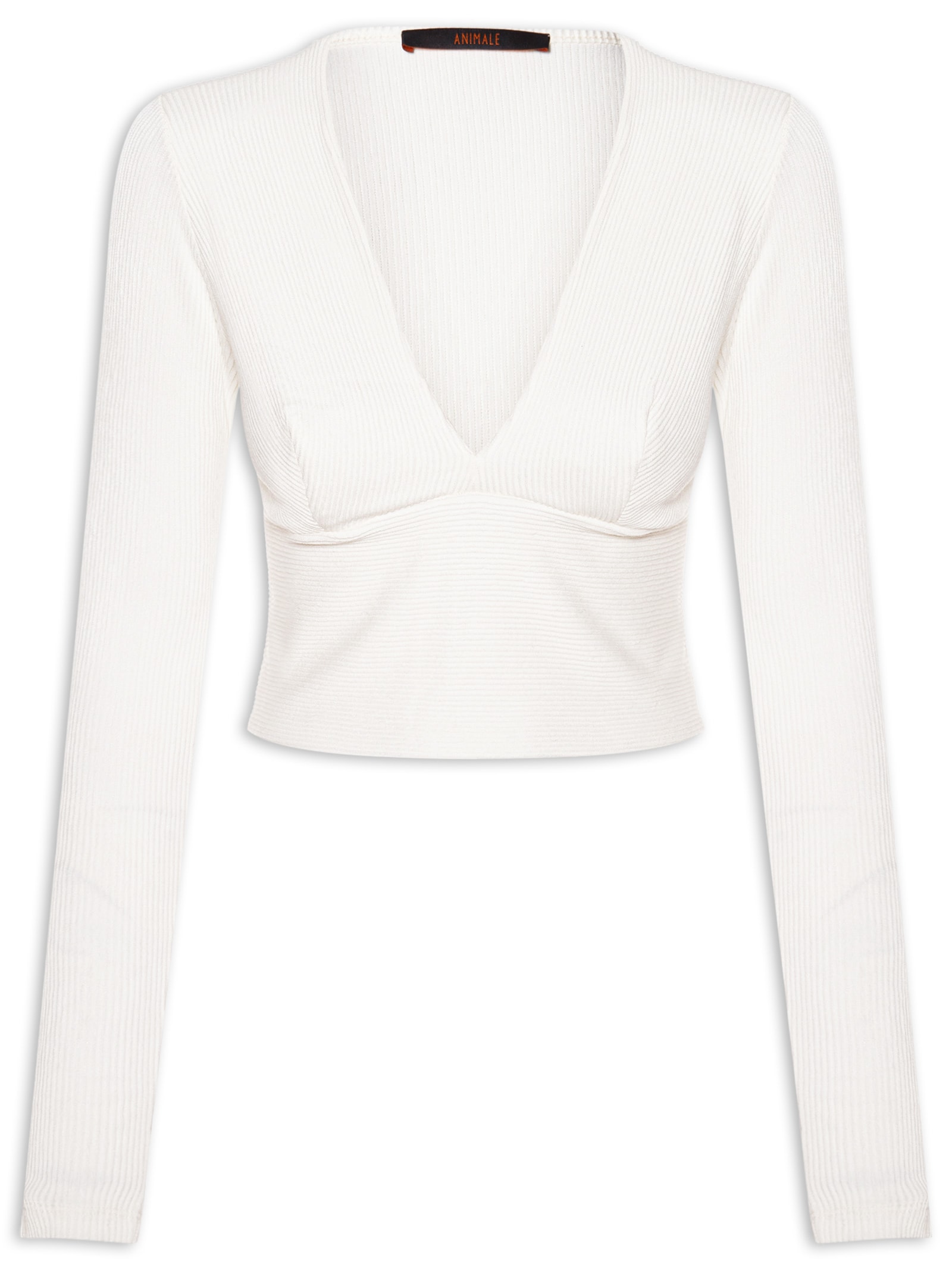 Blusa Feminina Decote V Manga Longa Branco Animale