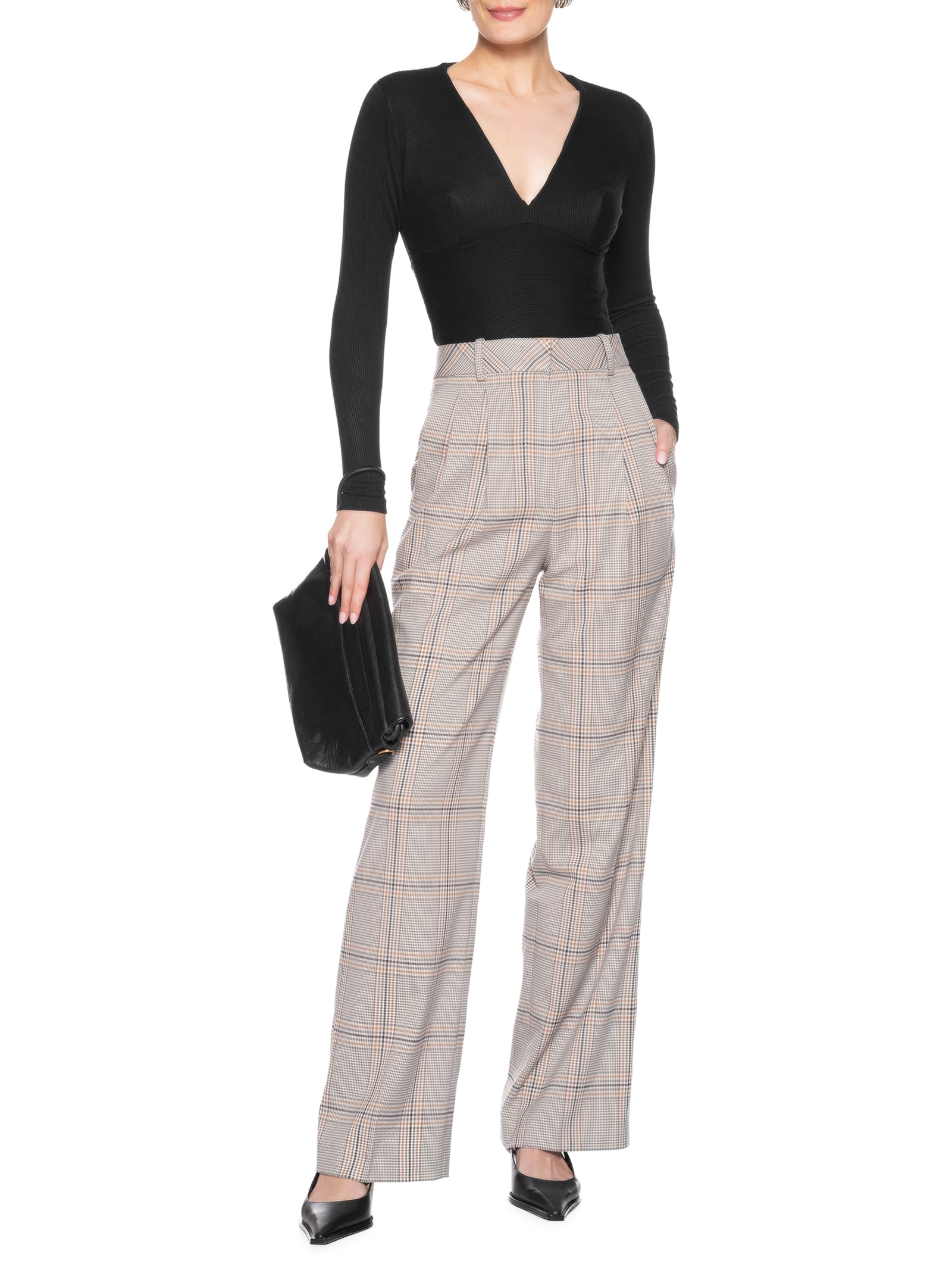 Blusa Feminina Decote V Manga Longa Preto Animale