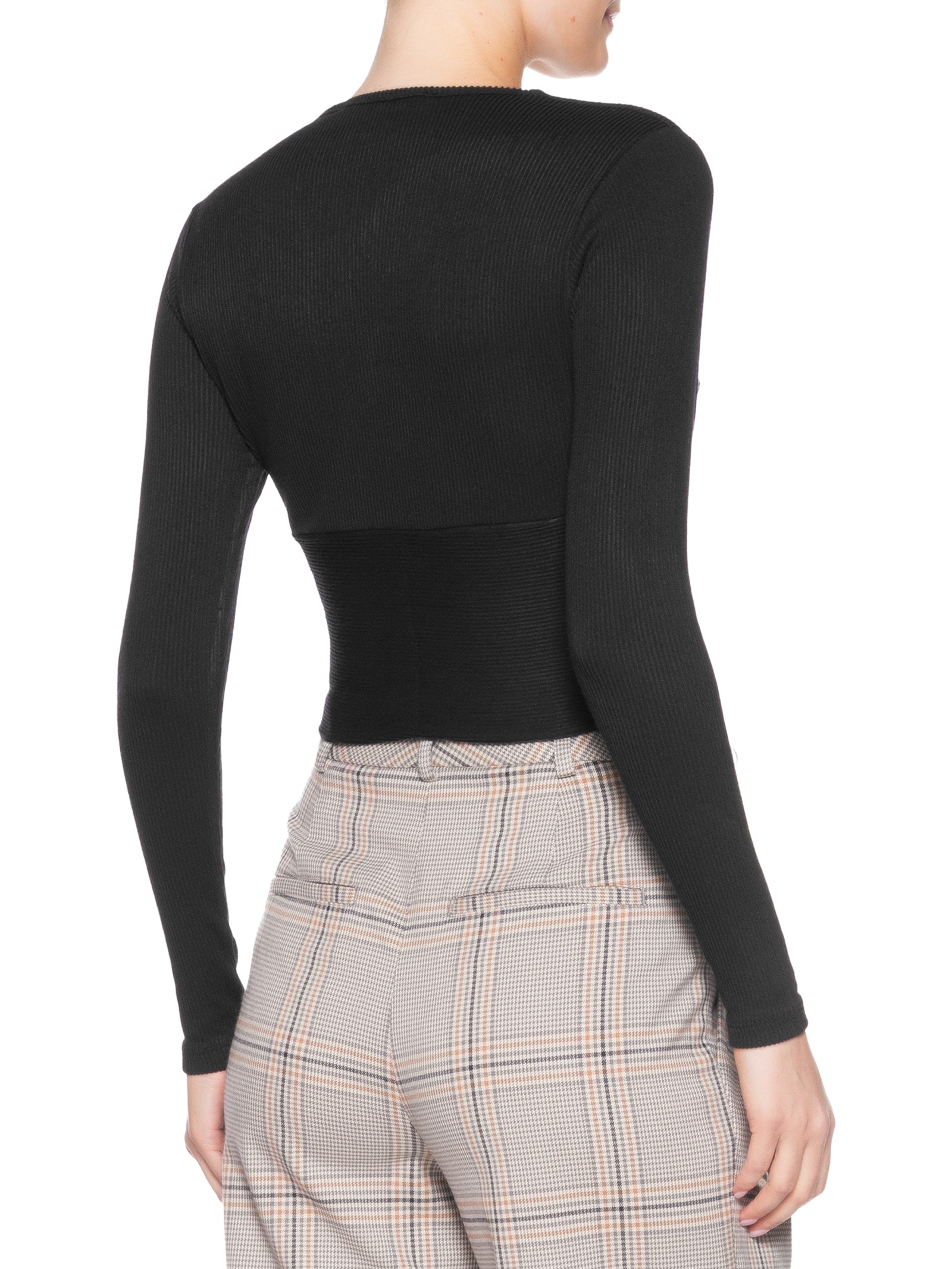 Blusa Feminina Decote V Manga Longa Preto Animale