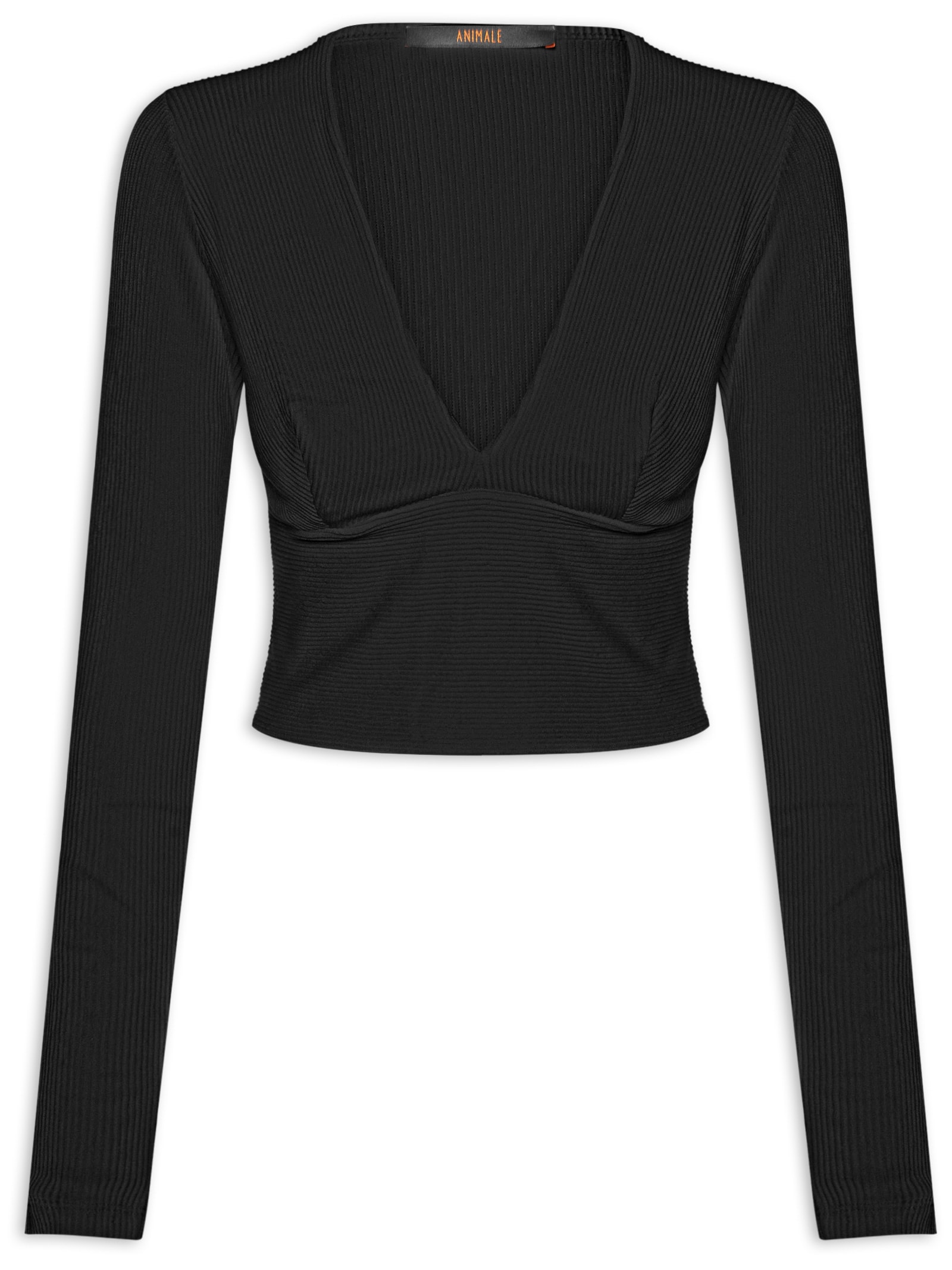 Blusa Feminina Decote V Manga Longa Preto Animale