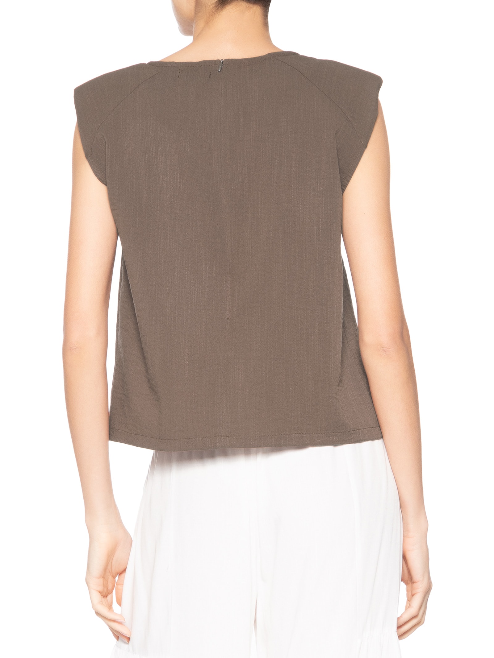 Blusa Feminina Decote V Marrom Basiq