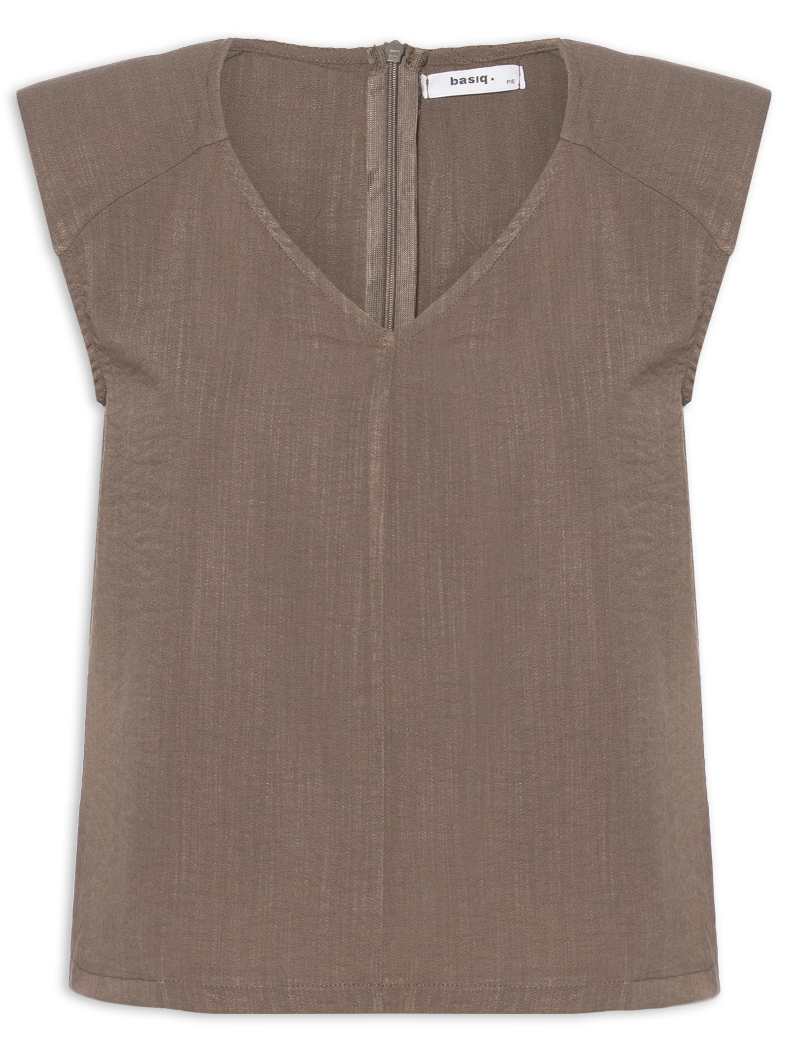 Blusa Feminina Decote V Marrom Basiq