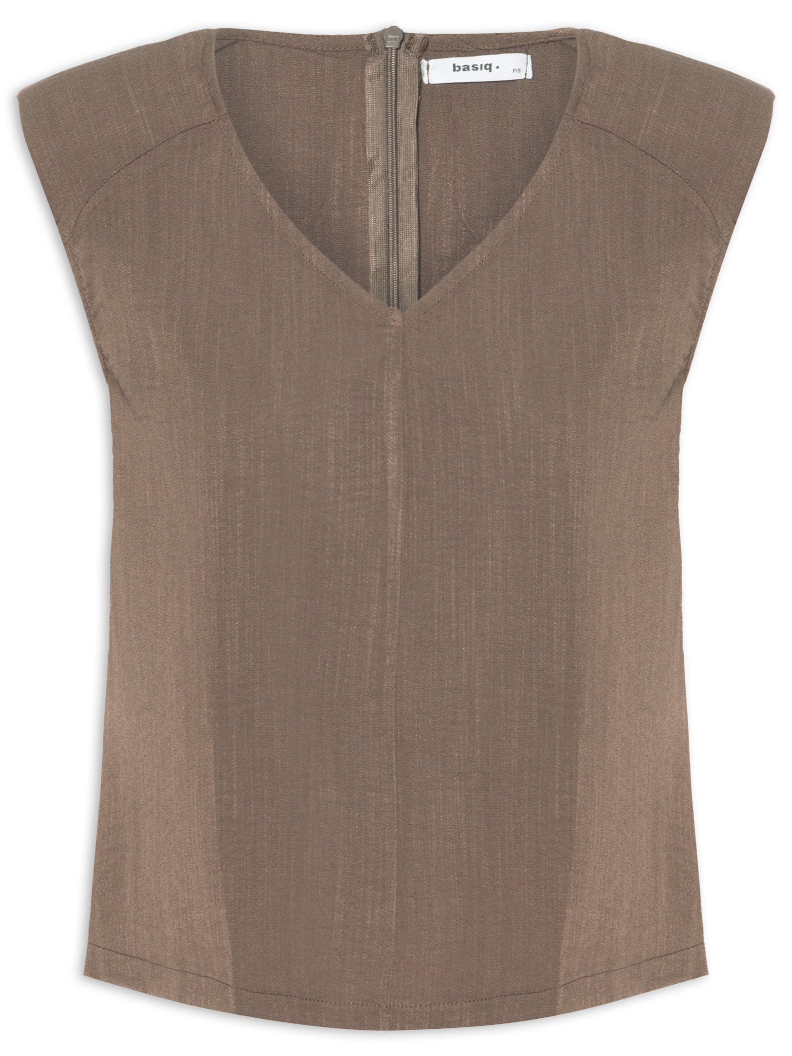 Blusa Feminina Decote V Marrom Basiq