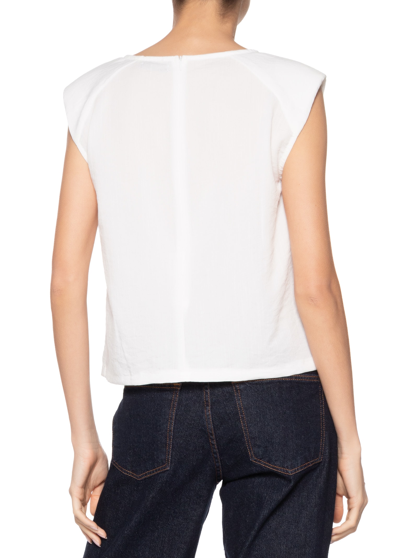 Blusa Feminina Decote V Off White Basiq