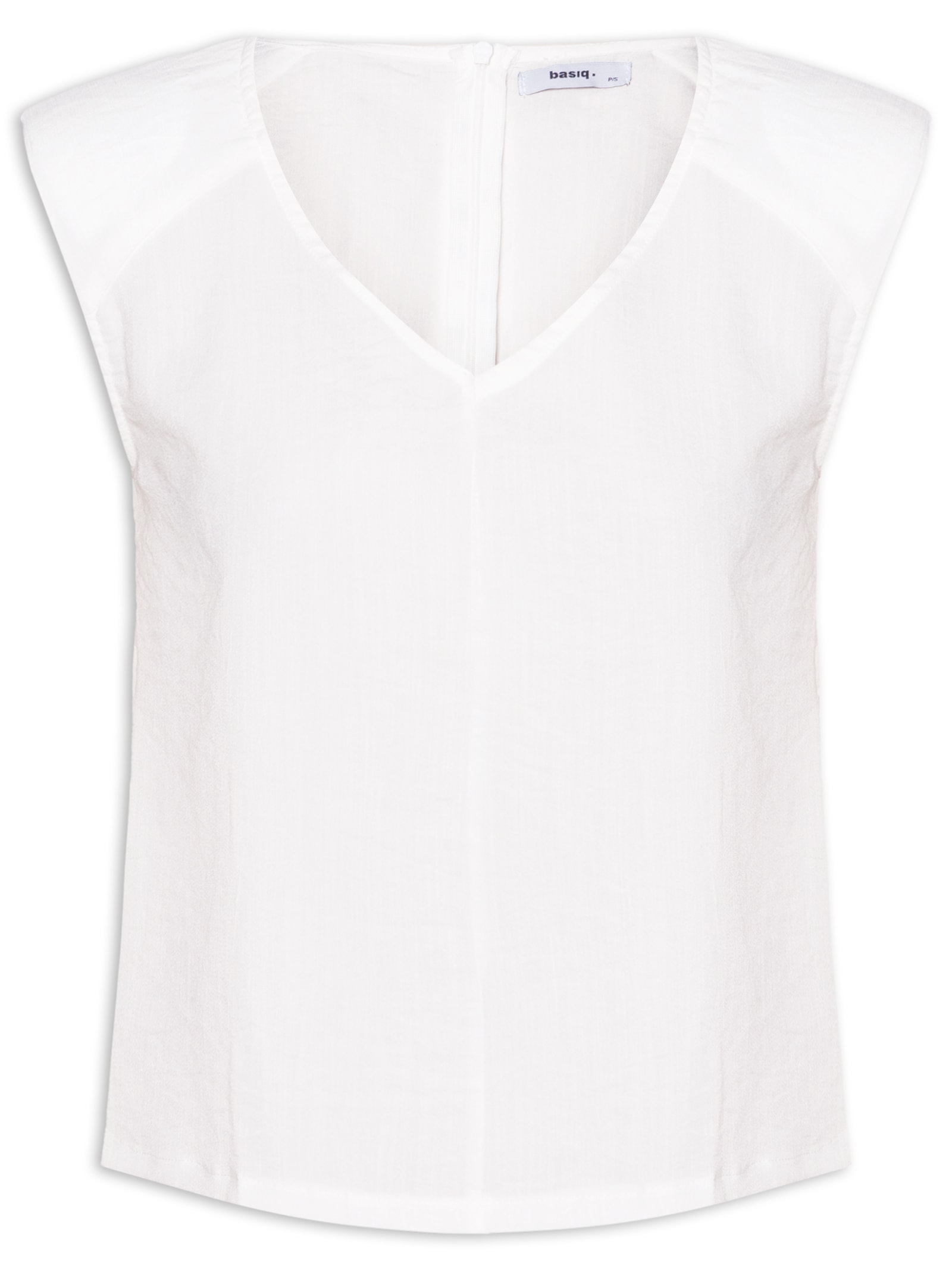 Blusa Feminina Decote V Off White Basiq