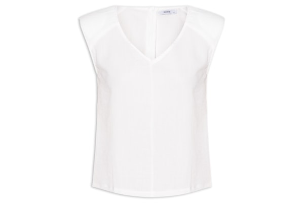 Blusa Feminina Decote V - Off White