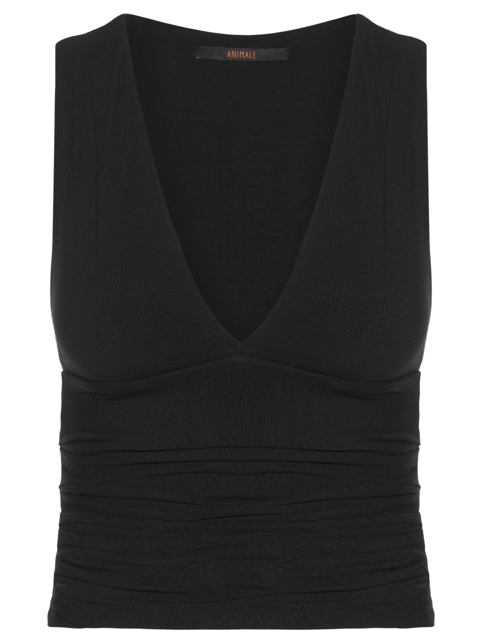 Blusa Feminina Decote V Recorte Cintura Preto Animale