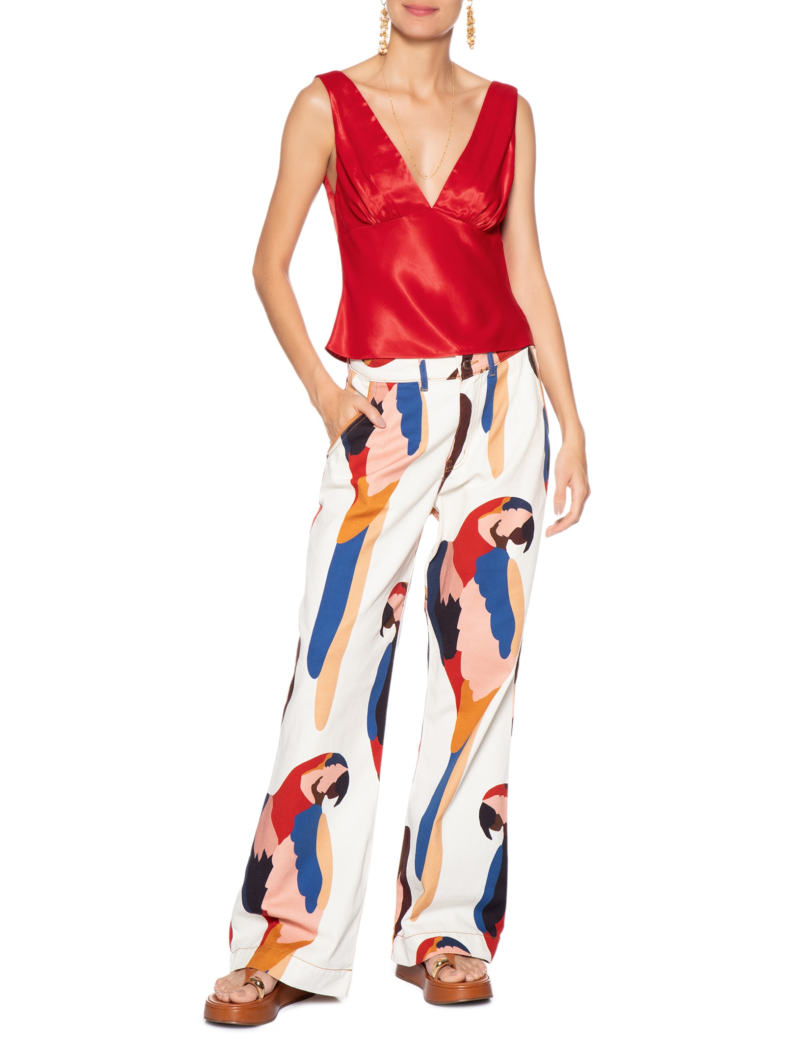 Blusa Feminina Decote V Vermelho Farm