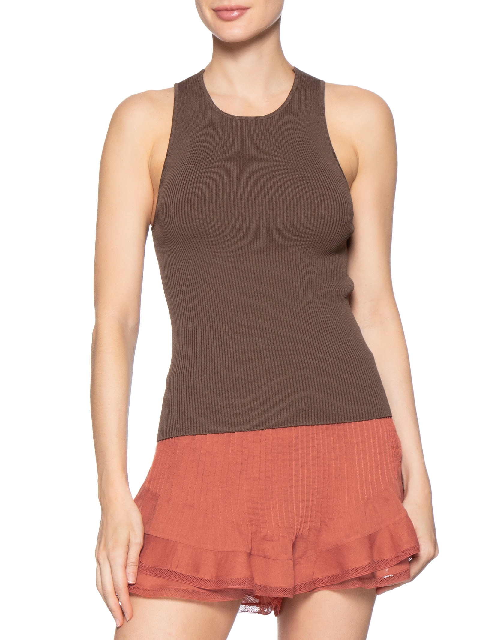 Blusa Feminina Decote X Costas Vazado Marrom Animale