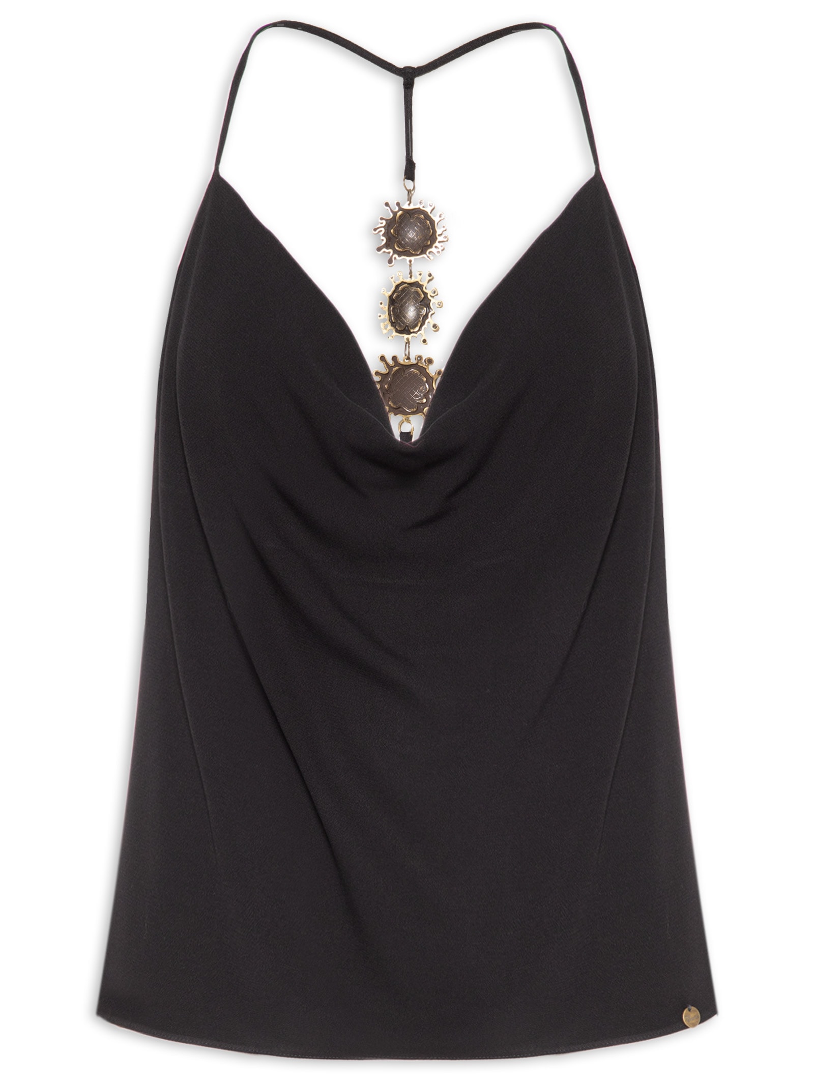 Blusa Feminina Degagê de Alça com Metal Costas – Preto My Favorite