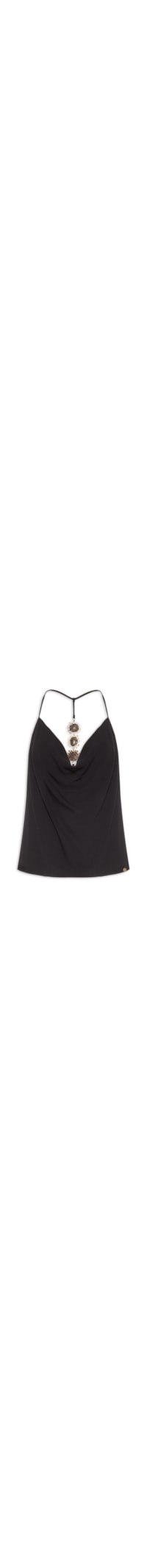 Blusa Feminina Degagê de Alça com Metal Costas – Preto