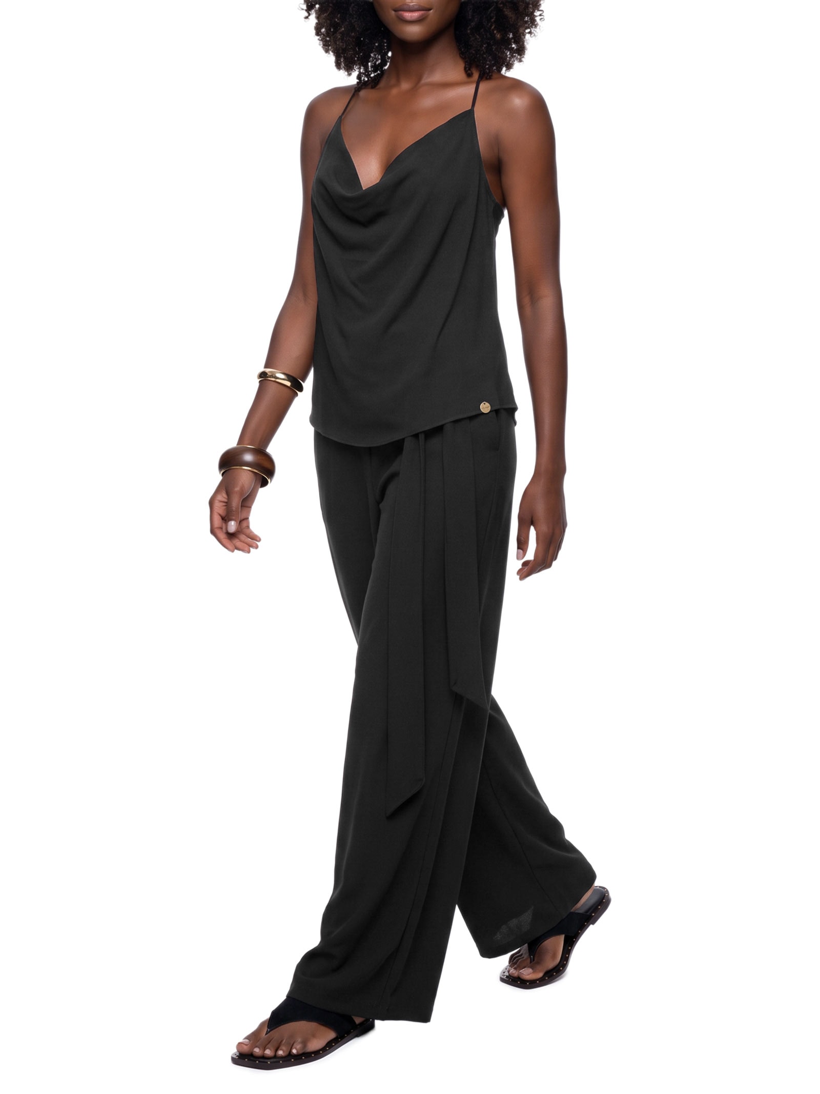 Blusa Feminina Degagê de Alça com Metal Costas – Preto My Favorite