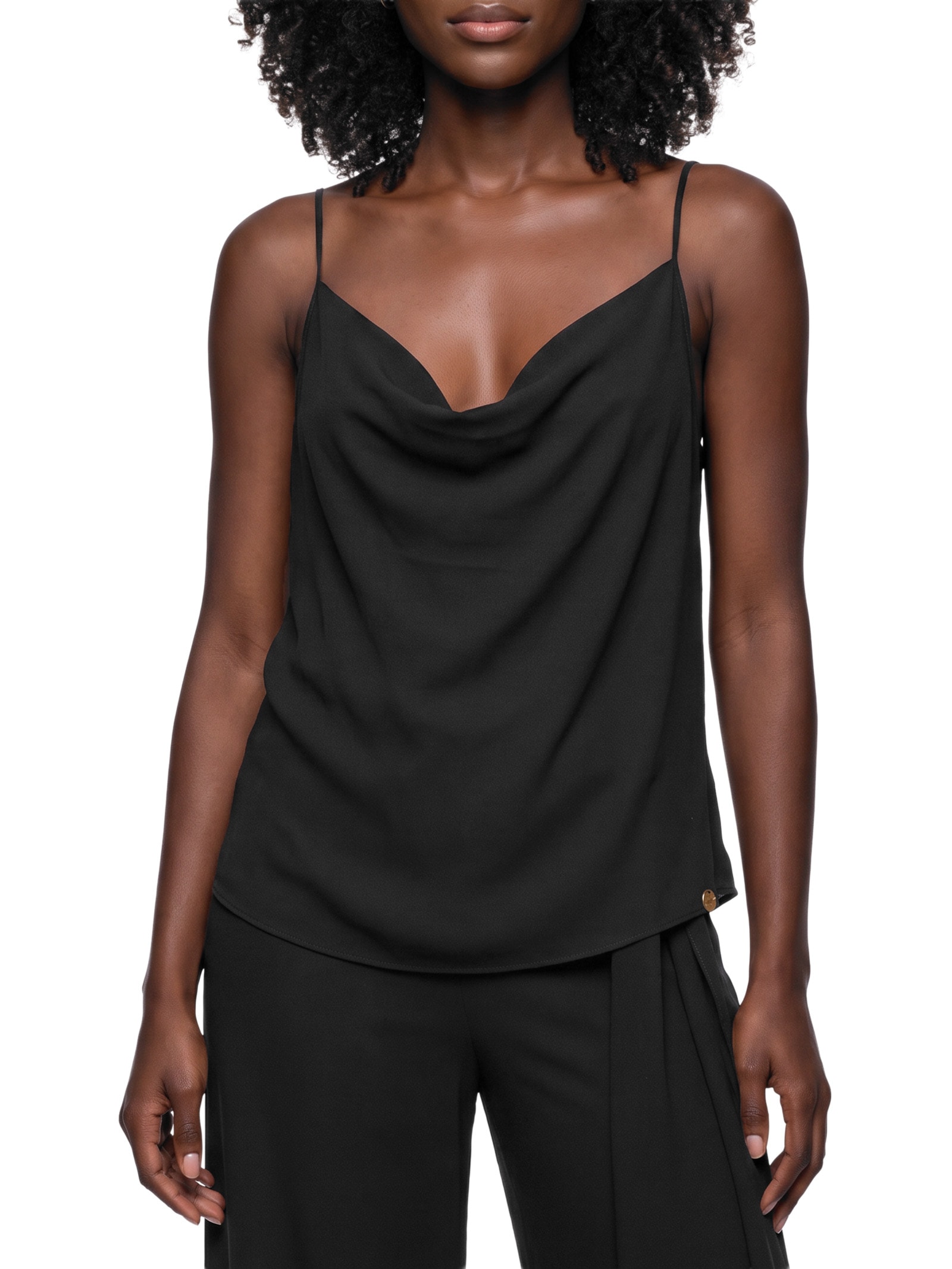 Blusa Feminina Degagê de Alça com Metal Costas – Preto My Favorite