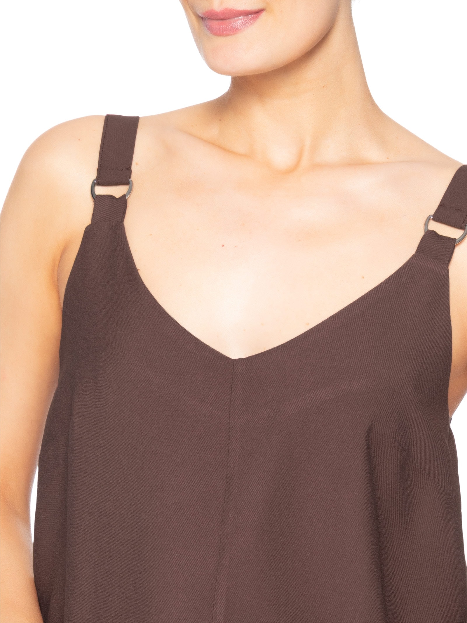 Blusa Feminina Detalhe Alça Marrom Basiq