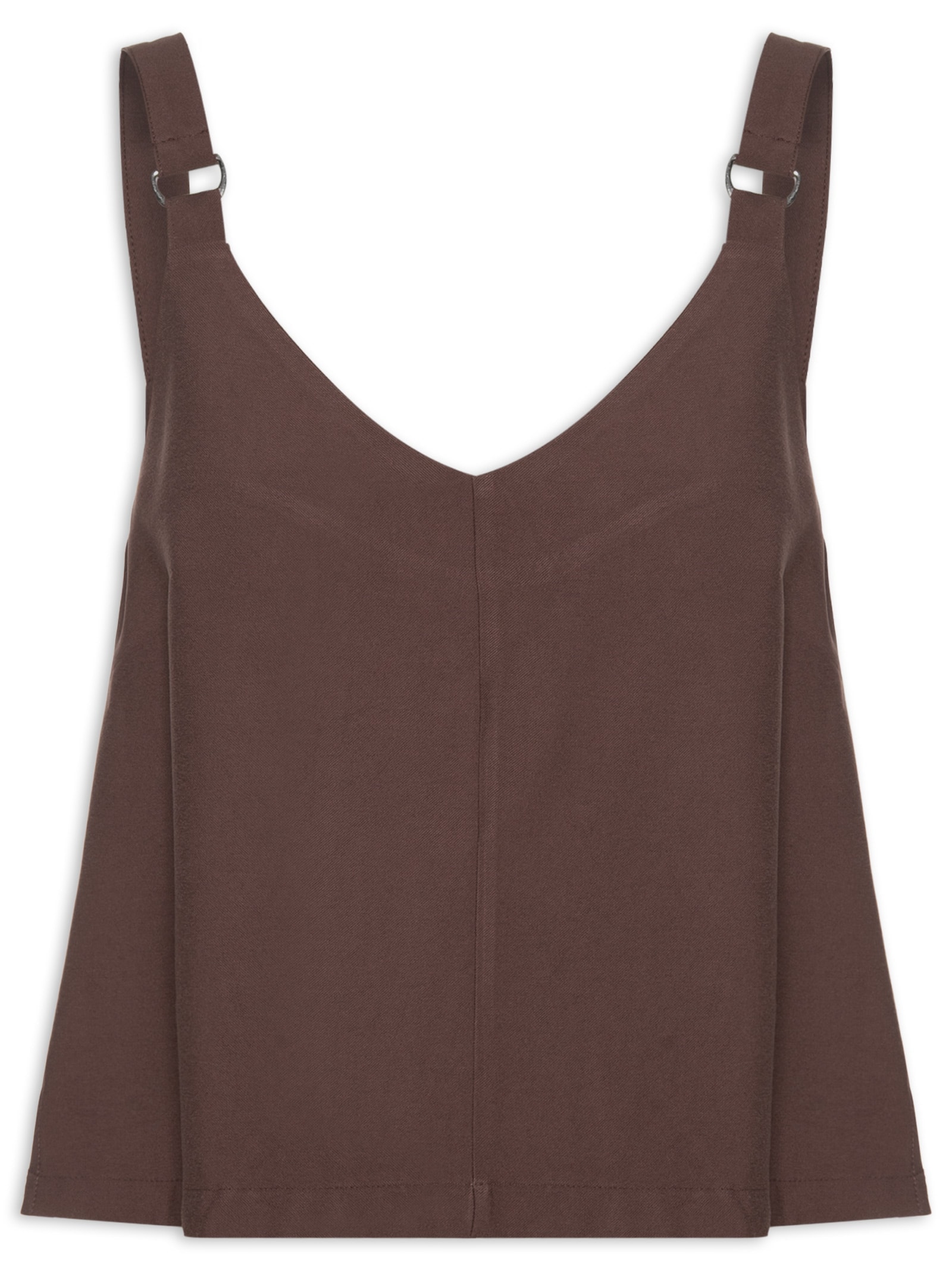 Blusa Feminina Detalhe Alça Marrom Basiq