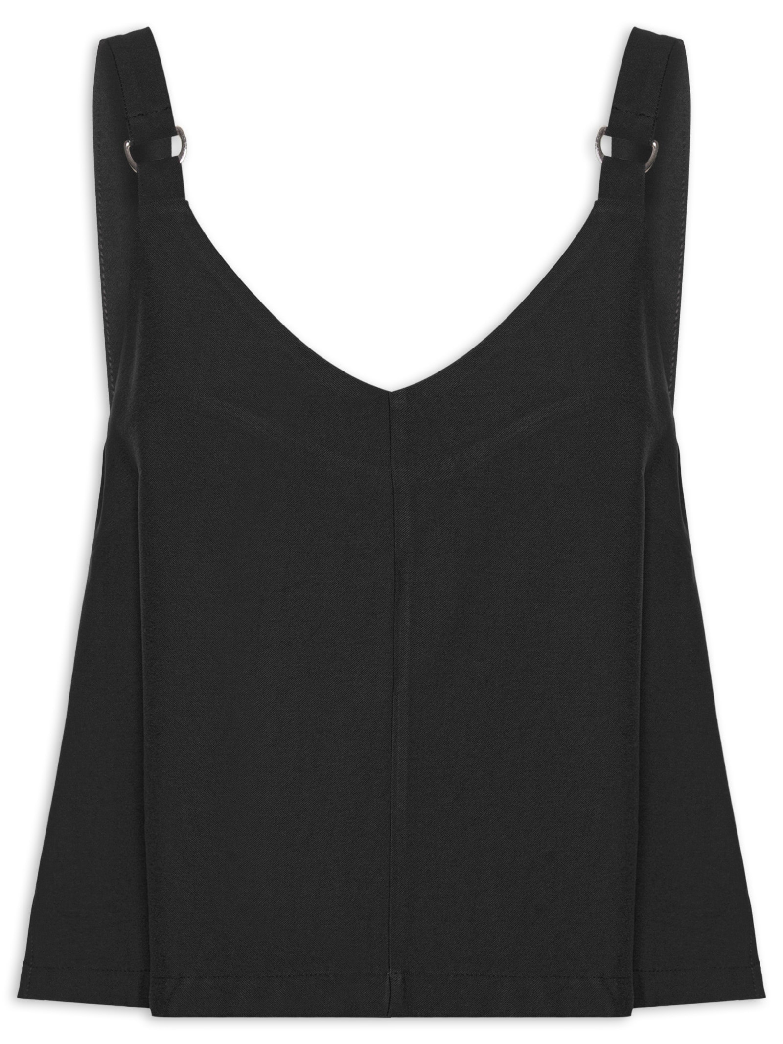 Blusa Feminina Detalhe Alça Preto Basiq