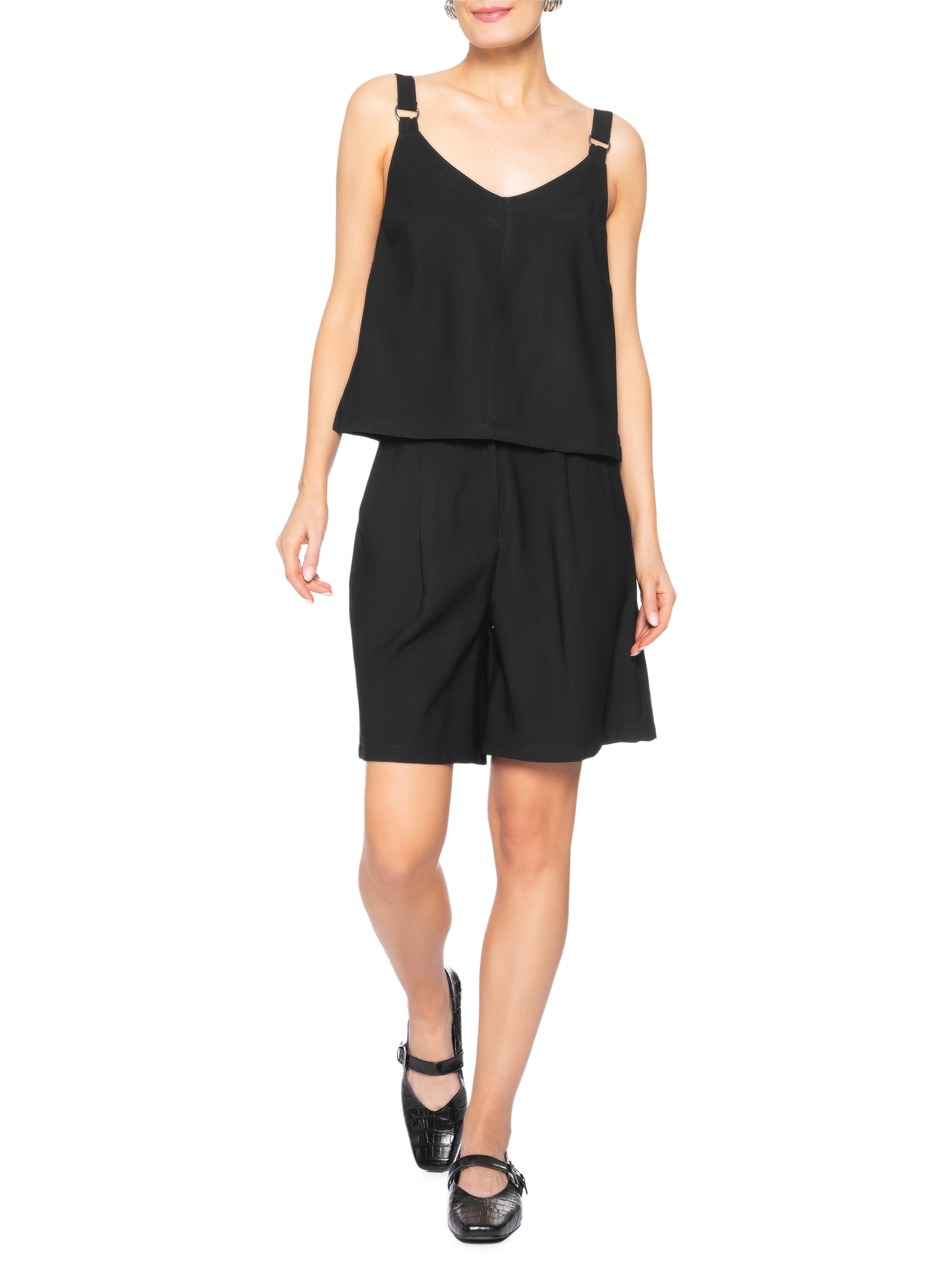 Blusa Feminina Detalhe Alça Preto Basiq