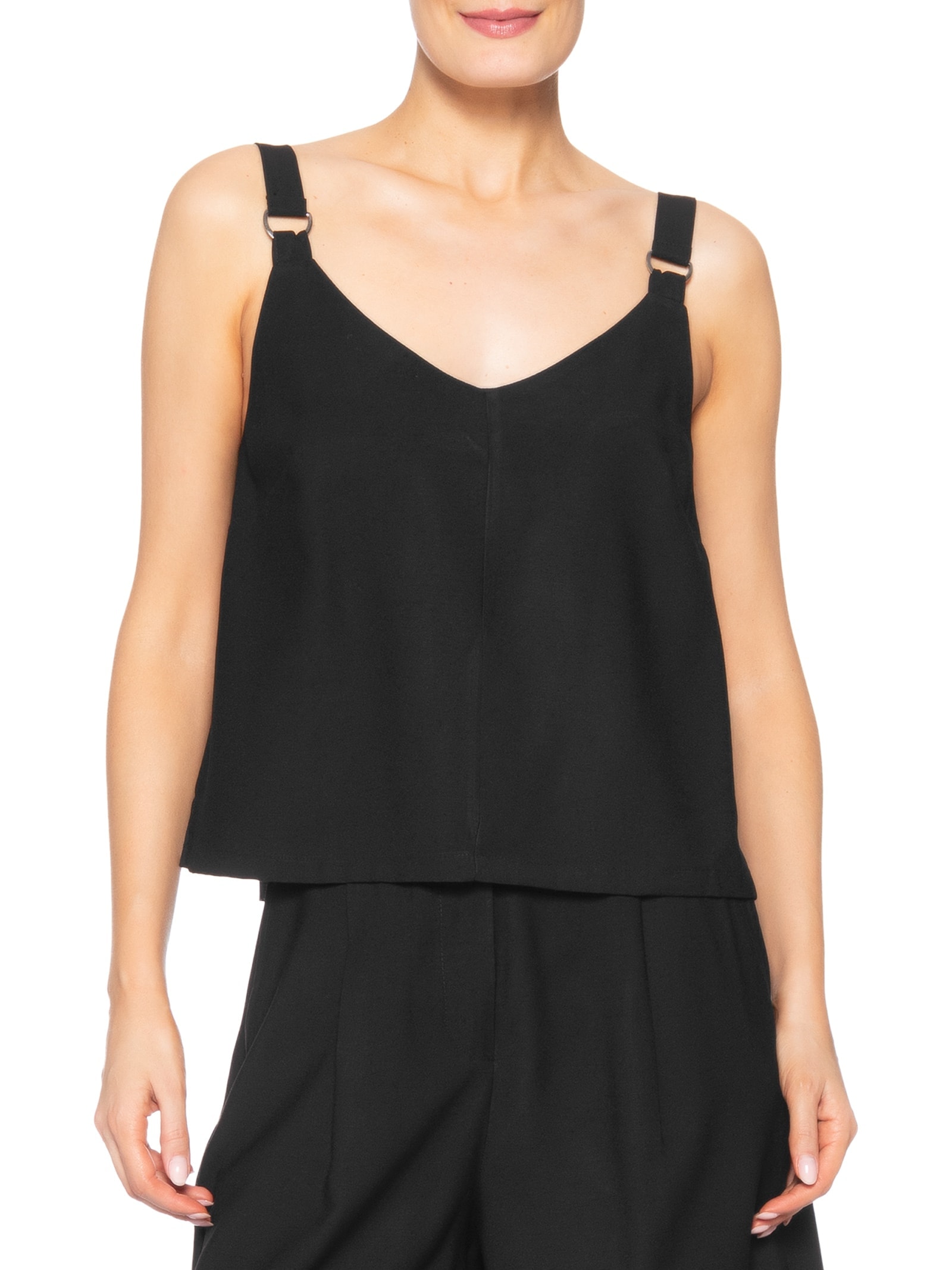 Blusa Feminina Detalhe Alça Preto Basiq