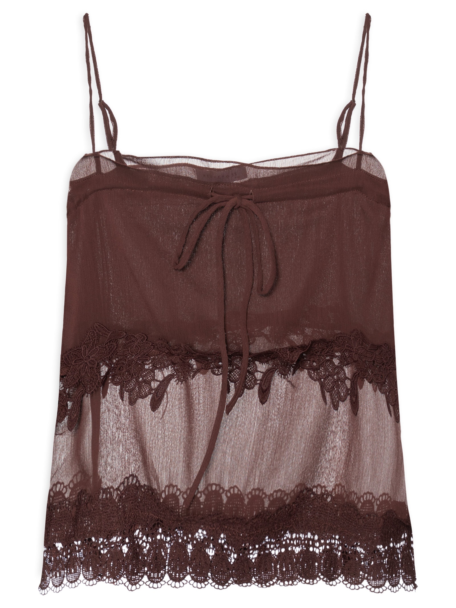 Blusa Feminina Detalhe Amarração E Renda Marrom Market 33
