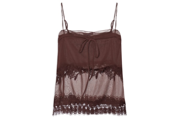 Blusa Feminina Detalhe Amarração E Renda - Marrom