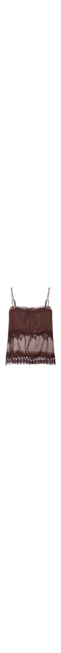 Blusa Feminina Detalhe Amarração E Renda - Marrom