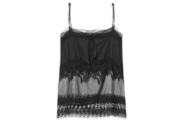 Blusa Feminina Detalhe Amarração E Renda - Preto