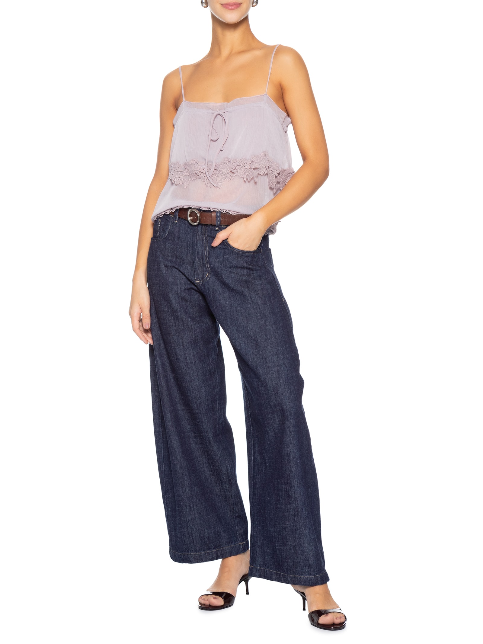 Blusa Feminina Detalhe Amarração E Renda Rosa Market 33