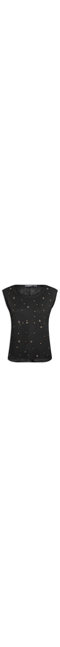 Blusa Feminina Detalhe Estrelas Metal - Preto