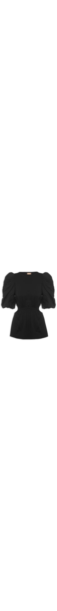 Blusa Feminina Detalhe Linho - Preto