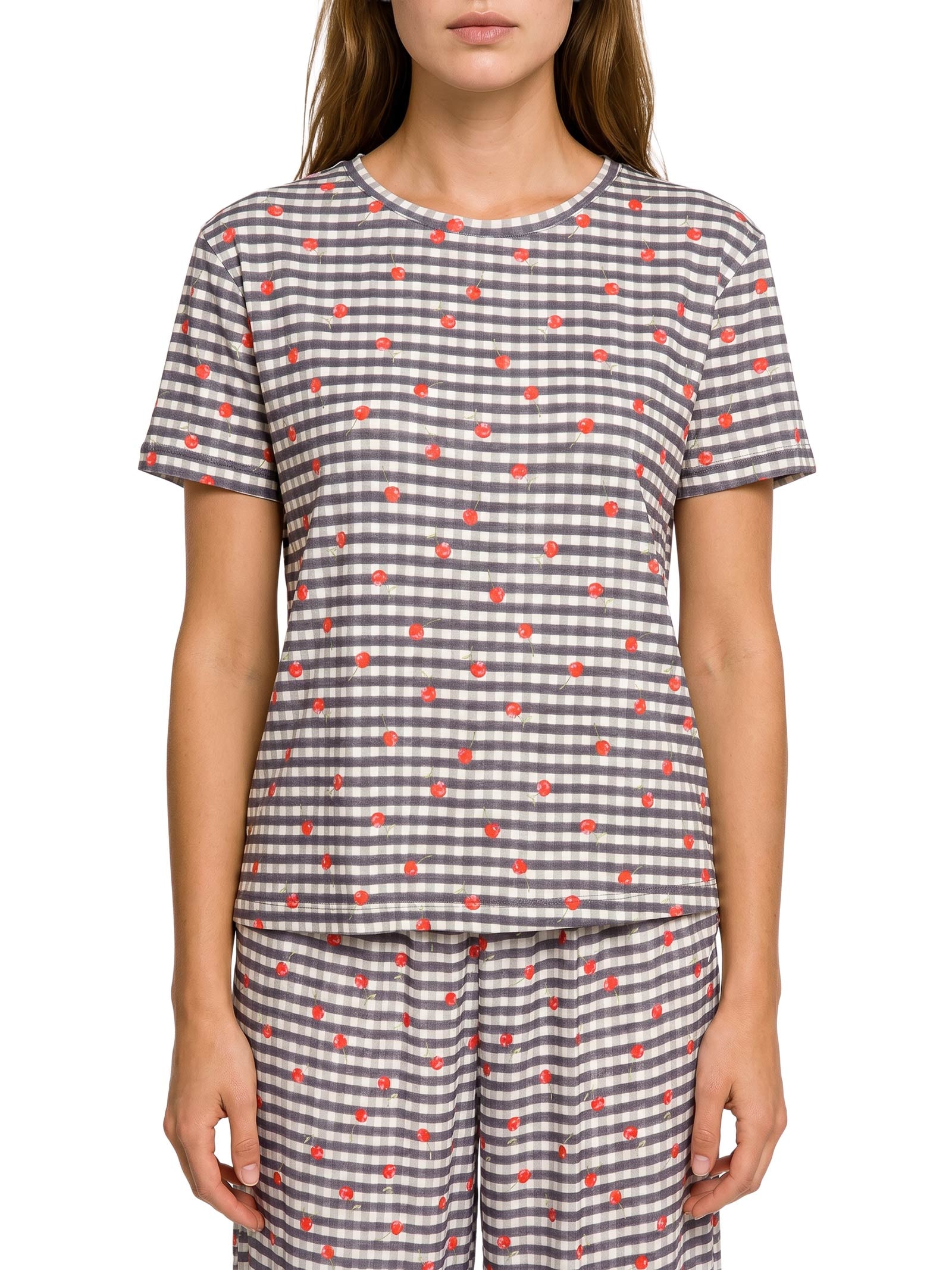 Blusa Feminina Digital Cerejinhas Azul Cantão