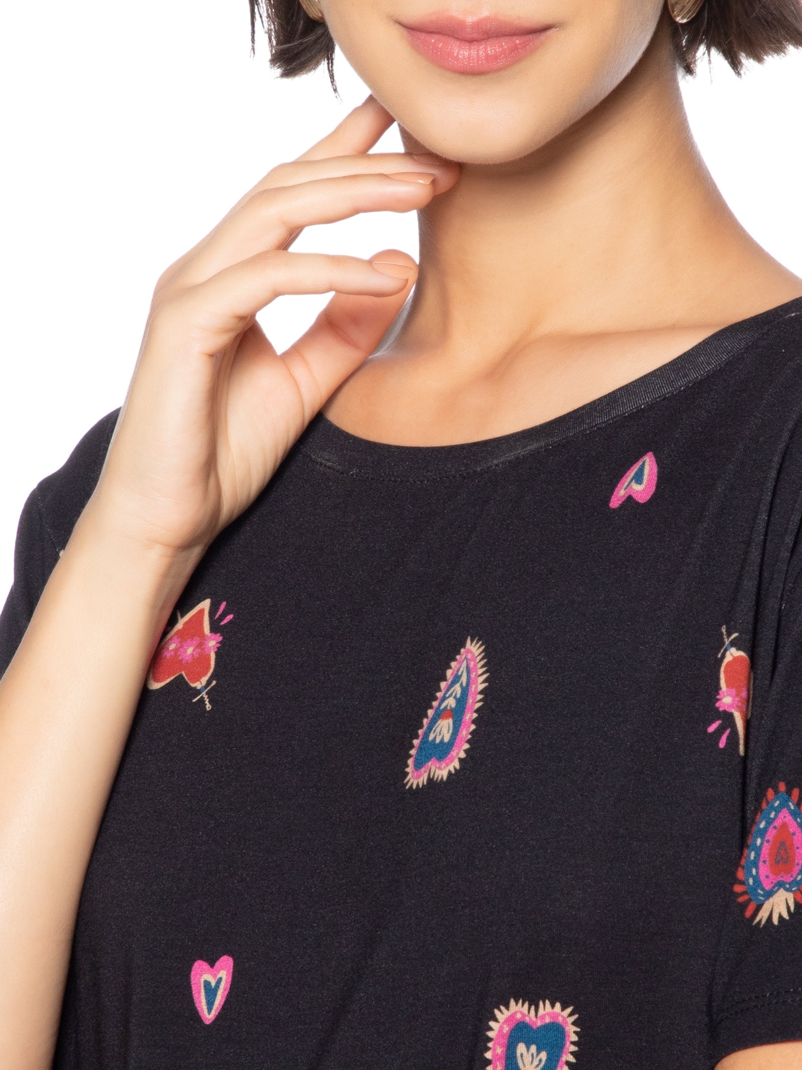 Blusa Feminina Digital Est Ternura Preto Cantão