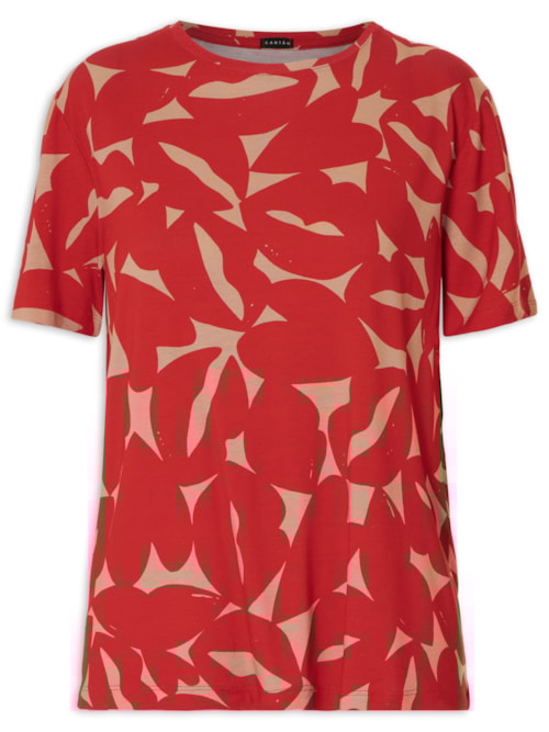 Blusa Feminina Digital Estampa Bisous – Vermelho