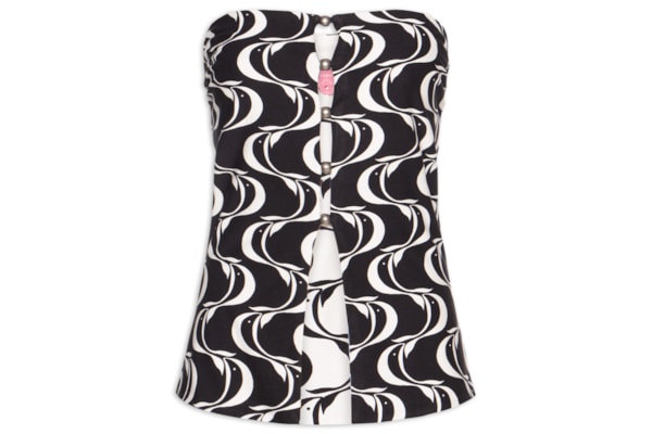 Blusa Feminina Double Sem Alça Peixe Copa - Preto