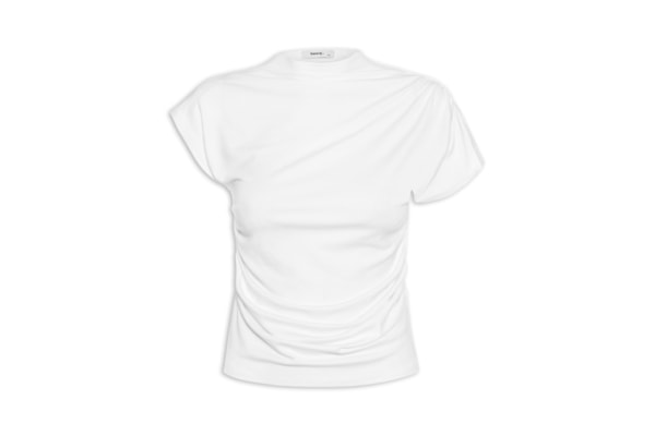 Blusa Feminina Drapeada Assimétrica - Branco
