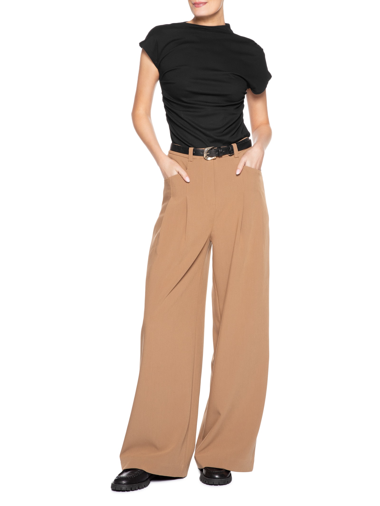 Blusa Feminina Drapeada Assimétrica Preto Basiq