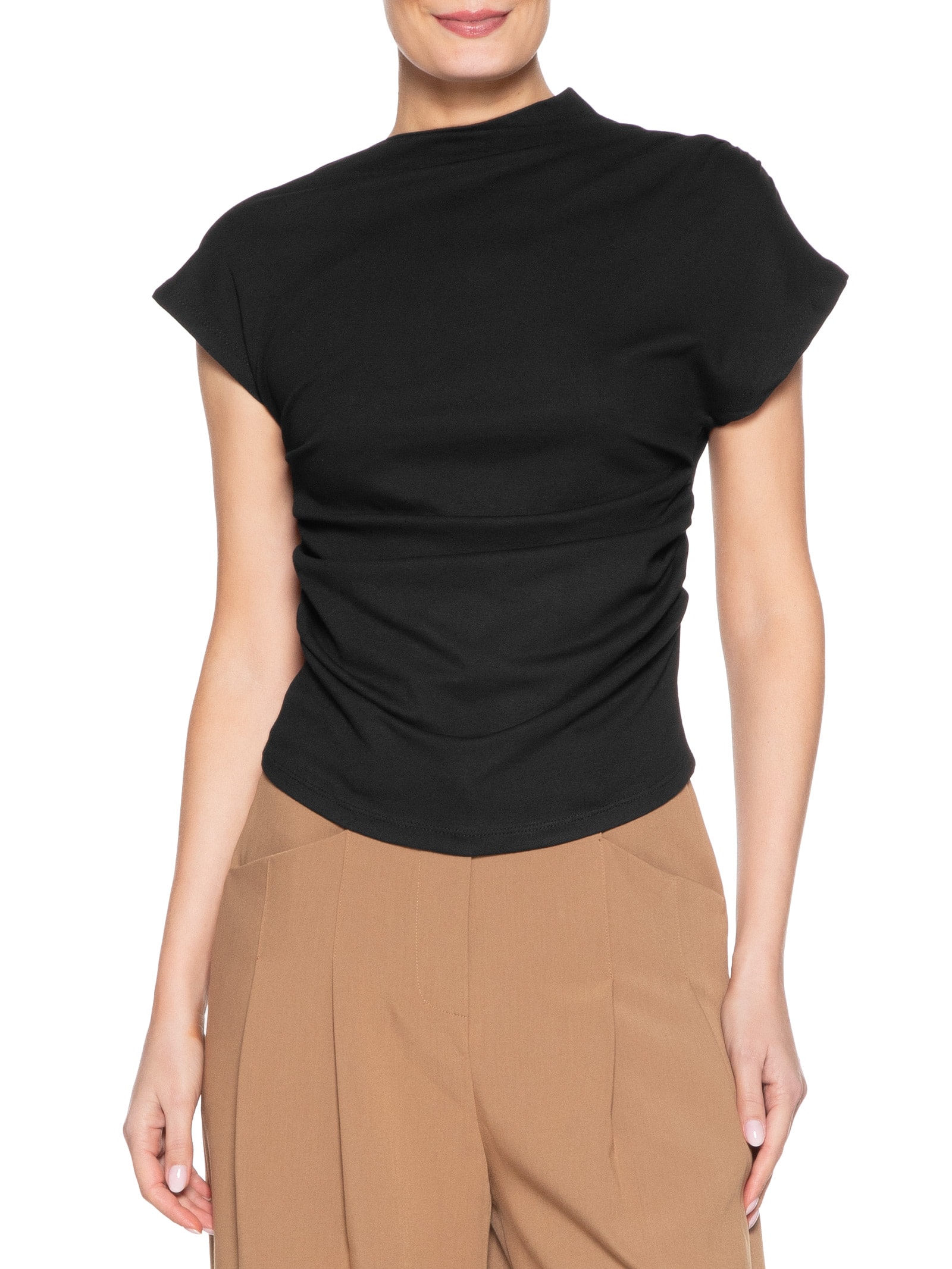 Blusa Feminina Drapeada Assimétrica Preto Basiq