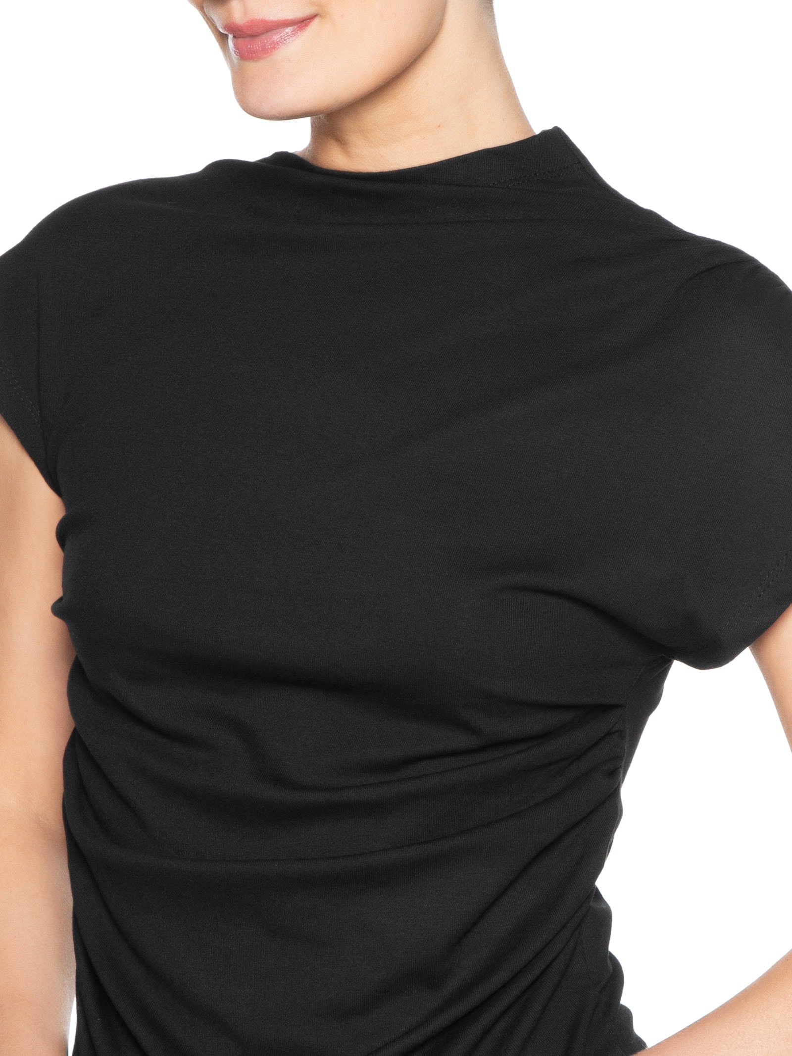 Blusa Feminina Drapeada Assimétrica Preto Basiq