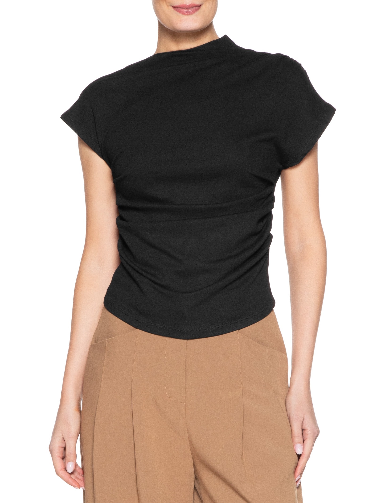 Blusa Feminina Drapeada Assimétrica Preto Basiq