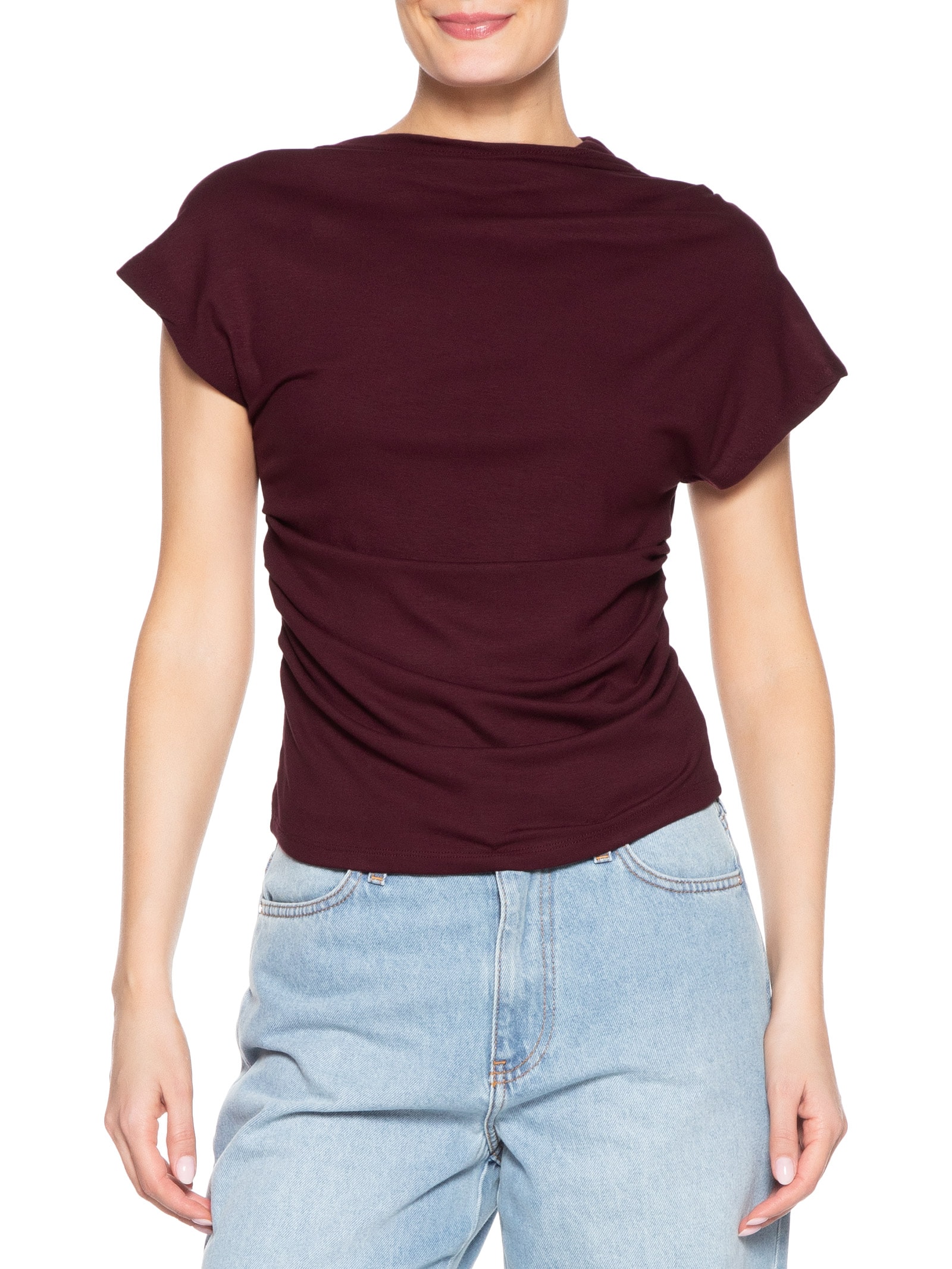 Blusa Feminina Drapeada Assimétrica Vermelho Basiq