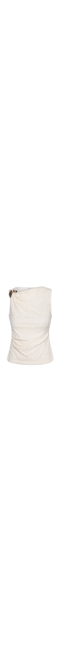 Blusa Feminina Drapeada Em Renda - Off White