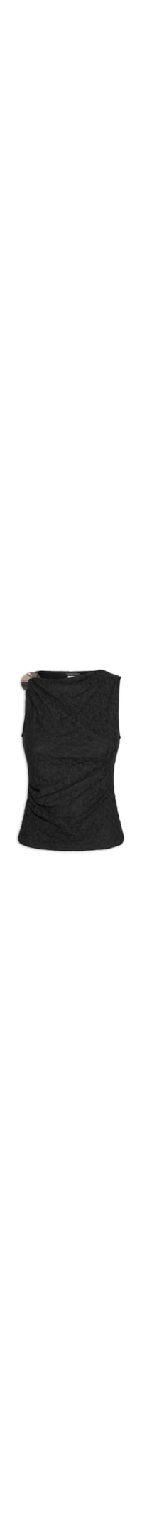 Blusa Feminina Drapeada Em Renda - Preto