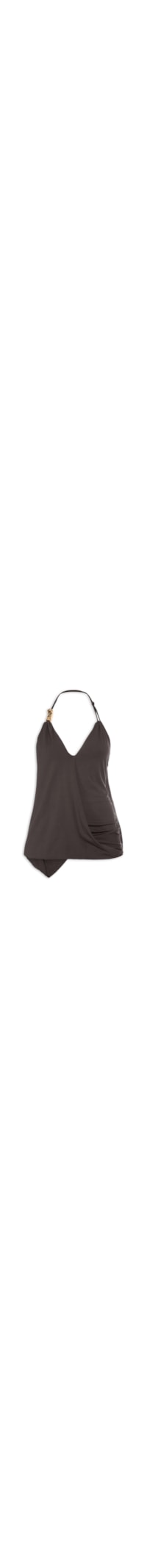 Blusa Feminina Drapeada Frente Única - Marrom